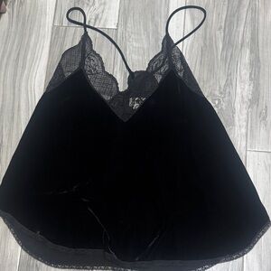 Zadig & Voltaire Black Velvet Lace-Trim Cami